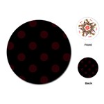 Polka Dots - Dark Sienna Brown on Black Playing Cards (Round)