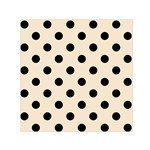 Polka Dots - Black on Champagne Orange Small Satin Scarf  (Square)