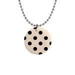 Polka Dots - Black on Champagne Orange 1  Button Necklace