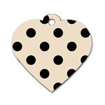 Polka Dots - Black on Champagne Orange Dog Tag Heart (Two Sides)