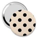 Polka Dots - Black on Champagne Orange 3  Handbag Mirror