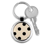 Polka Dots - Black on Champagne Orange Key Chain (Round)