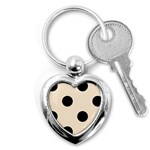 Polka Dots - Black on Champagne Orange Key Chain (Heart)