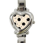 Polka Dots - Black on Champagne Orange Heart Italian Charm Watch