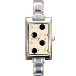 Polka Dots - Black on Champagne Orange Rectangle Italian Charm Watch