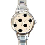 Polka Dots - Black on Champagne Orange Round Italian Charm Watch