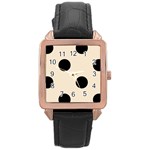 Polka Dots - Black on Champagne Orange Rose Gold Leather Watch