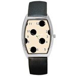 Polka Dots - Black on Champagne Orange Barrel Style Metal Watch