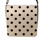 Polka Dots - Black on Champagne Orange Flap Closure Messenger Bag (L)