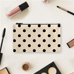 Polka Dots - Black on Champagne Orange Cosmetic Bag (S)