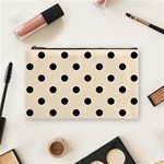 Polka Dots - Black on Champagne Orange Cosmetic Bag (M)