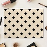 Polka Dots - Black on Champagne Orange Cosmetic Bag (XL)