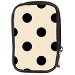 Polka Dots - Black on Champagne Orange Compact Camera Leather Case