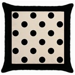 Polka Dots - Black on Champagne Orange Throw Pillow Case (Black)