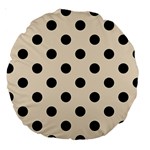 Polka Dots - Black on Champagne Orange Large 18  Premium Round Cushion