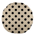 Polka Dots - Black on Champagne Orange Large 18  Premium Flano Round Cushion