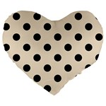 Polka Dots - Black on Champagne Orange Large 19  Premium Heart Shape Cushion