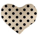 Polka Dots - Black on Champagne Orange Large 19  Premium Flano Heart Shape Cushion