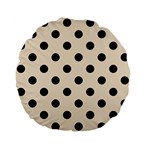 Polka Dots - Black on Champagne Orange Standard 15  Premium Flano Round Cushion