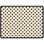 Polka Dots - Black on Champagne Orange Fleece Blanket (Large) (One Side)