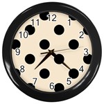 Polka Dots - Black on Champagne Orange Wall Clock (Black)