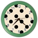 Polka Dots - Black on Champagne Orange Color Wall Clock