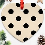 Polka Dots - Black on Champagne Orange Ornament (Heart)