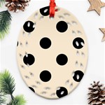 Polka Dots - Black on Champagne Orange Ornament (Bell) Ornament (Oval Filigree)