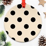 Polka Dots - Black on Champagne Orange Ornament (Round)
