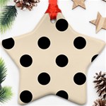 Polka Dots - Black on Champagne Orange Star Ornament (Two Sides)