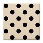 Polka Dots - Black on Champagne Orange Tile Coaster
