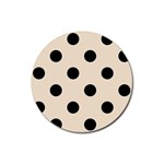 Polka Dots - Black on Champagne Orange Rubber Coaster (Round)
