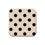Polka Dots - Black on Champagne Orange Rubber Coaster (Square)
