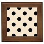 Polka Dots - Black on Champagne Orange Framed Tile