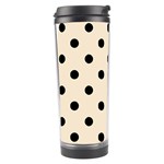 Polka Dots - Black on Champagne Orange Travel Tumbler