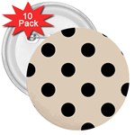Polka Dots - Black on Champagne Orange 3  Button (10 pack)