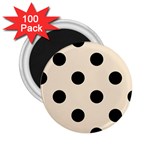 Polka Dots - Black on Champagne Orange 2.25  Magnet (100 pack)