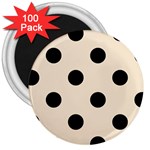 Polka Dots - Black on Champagne Orange 3  Magnet (100 pack)