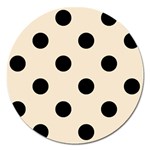 Polka Dots - Black on Champagne Orange Magnet 5  (Round)