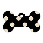 Polka Dots - Champagne Orange on Black Dog Tag Bone (One Side)