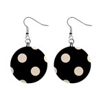 Polka Dots - Champagne Orange on Black 1  Button Earrings