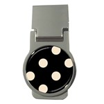 Polka Dots - Champagne Orange on Black Money Clip (Round)