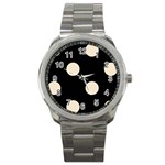 Polka Dots - Champagne Orange on Black Sport Metal Watch