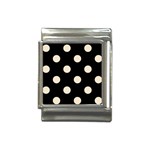 Polka Dots - Champagne Orange on Black Italian Charm (13mm)