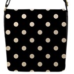 Polka Dots - Champagne Orange on Black Flap Closure Messenger Bag (S)