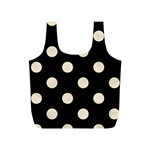 Polka Dots - Champagne Orange on Black Full Print Recycle Bag (S)