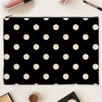 Polka Dots - Champagne Orange on Black Cosmetic Bag (XXXL)