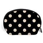 Polka Dots - Champagne Orange on Black Accessory Pouch (Large)