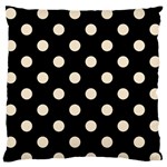 Polka Dots - Champagne Orange on Black Large Flano Cushion Case (One Side)
