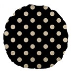 Polka Dots - Champagne Orange on Black Large 18  Premium Flano Round Cushion